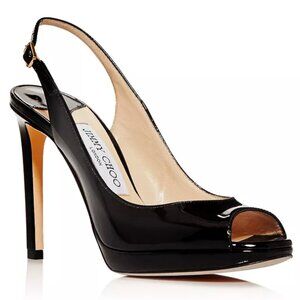 Jimmy Choo Patent-leather peep-toe platform pumps